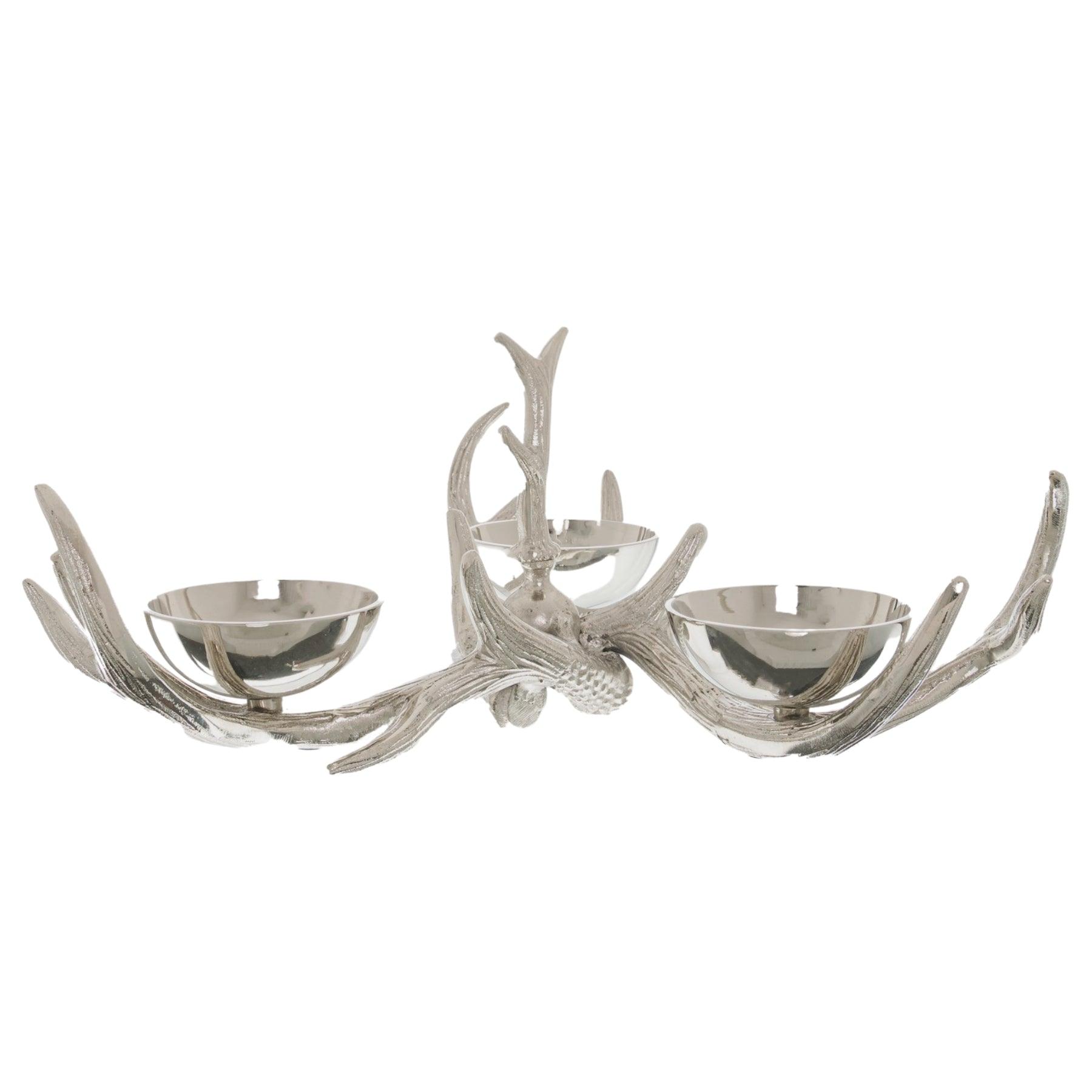 Silver Antler Serving Bowls Ornament - Eudemonia Home Goods