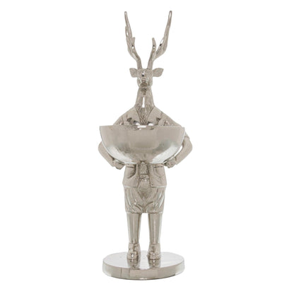 Standing Silver Stag Ornament With Bowl - Eudemonia Home Goods