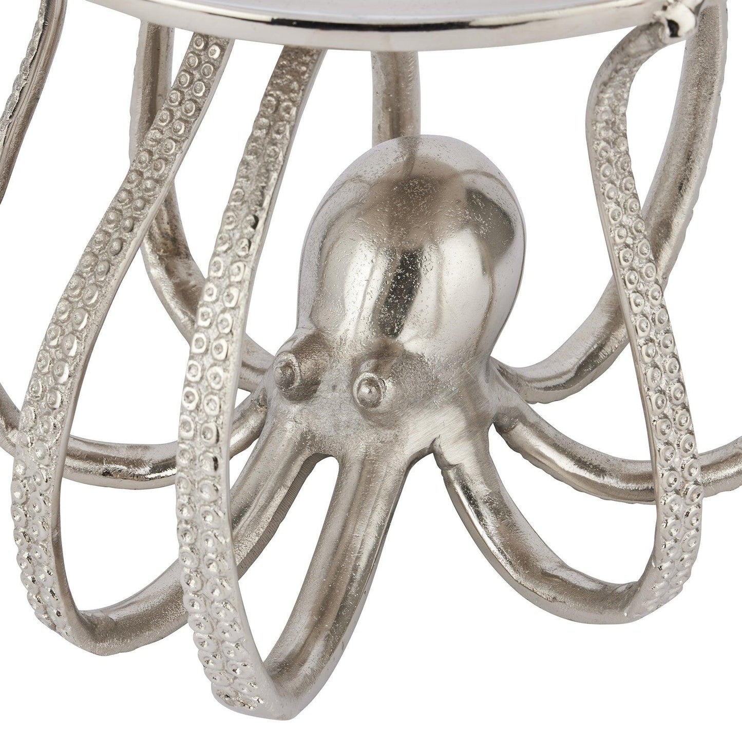 Large Silver Octopus Cake Stand Cloche - Eudemonia Home Goods