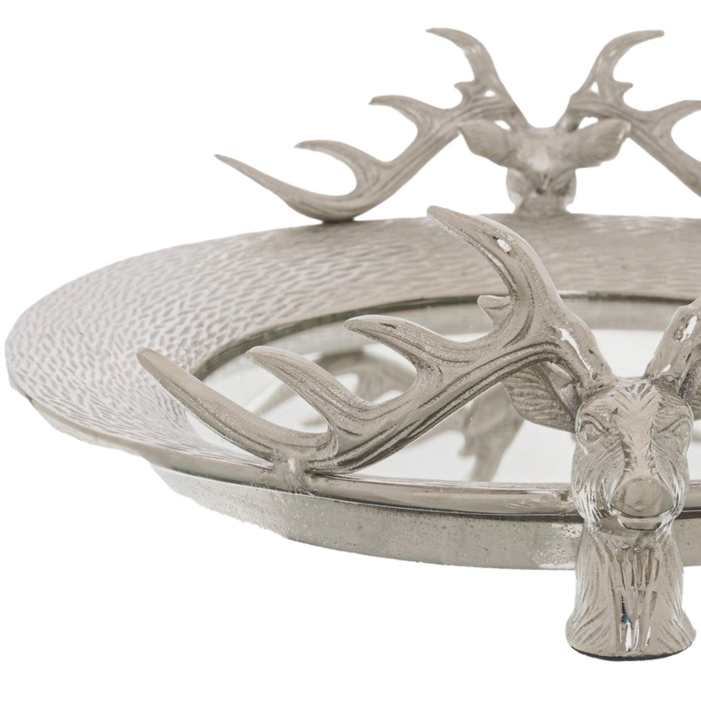 Large Mirrored Tray With Stag Heads - Eudemonia Home Goods