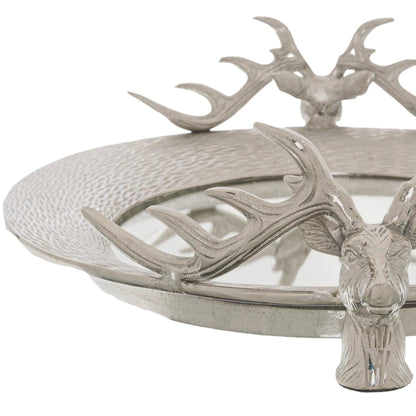 Large Mirrored Tray With Stag Heads - Eudemonia Home Goods