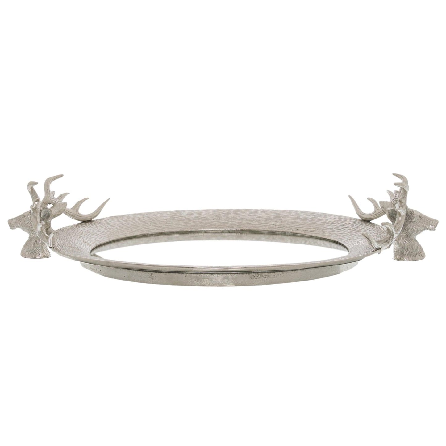 Large Mirrored Tray With Stag Heads - Eudemonia Home Goods