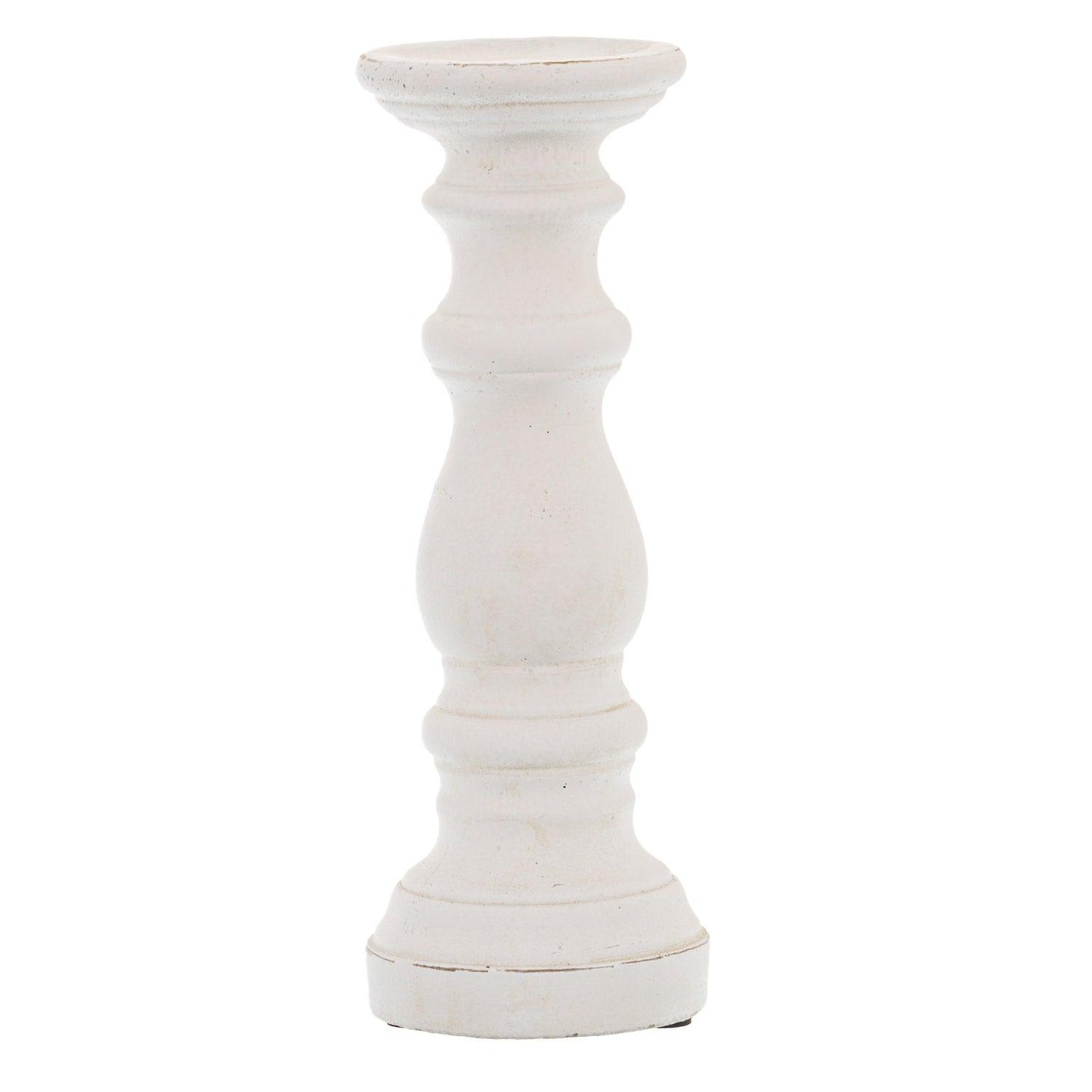 Matt White Small Ceramic Column Candle Holder - Eudemonia Home Goods