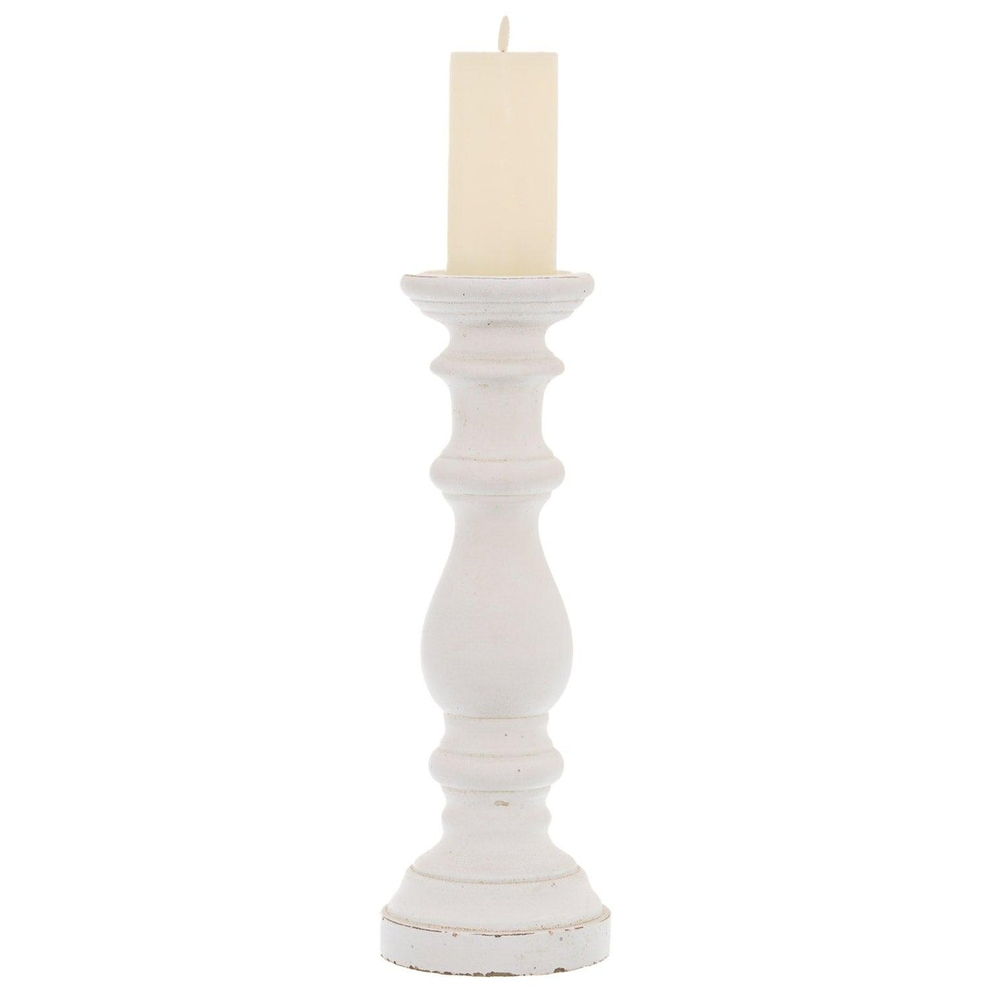 Matt White Large Ceramic Column Candle Holder - Eudemonia Home Goods