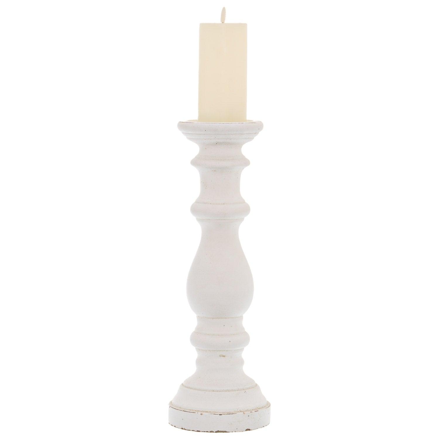 Matt White Large Ceramic Column Candle Holder - Eudemonia Home Goods