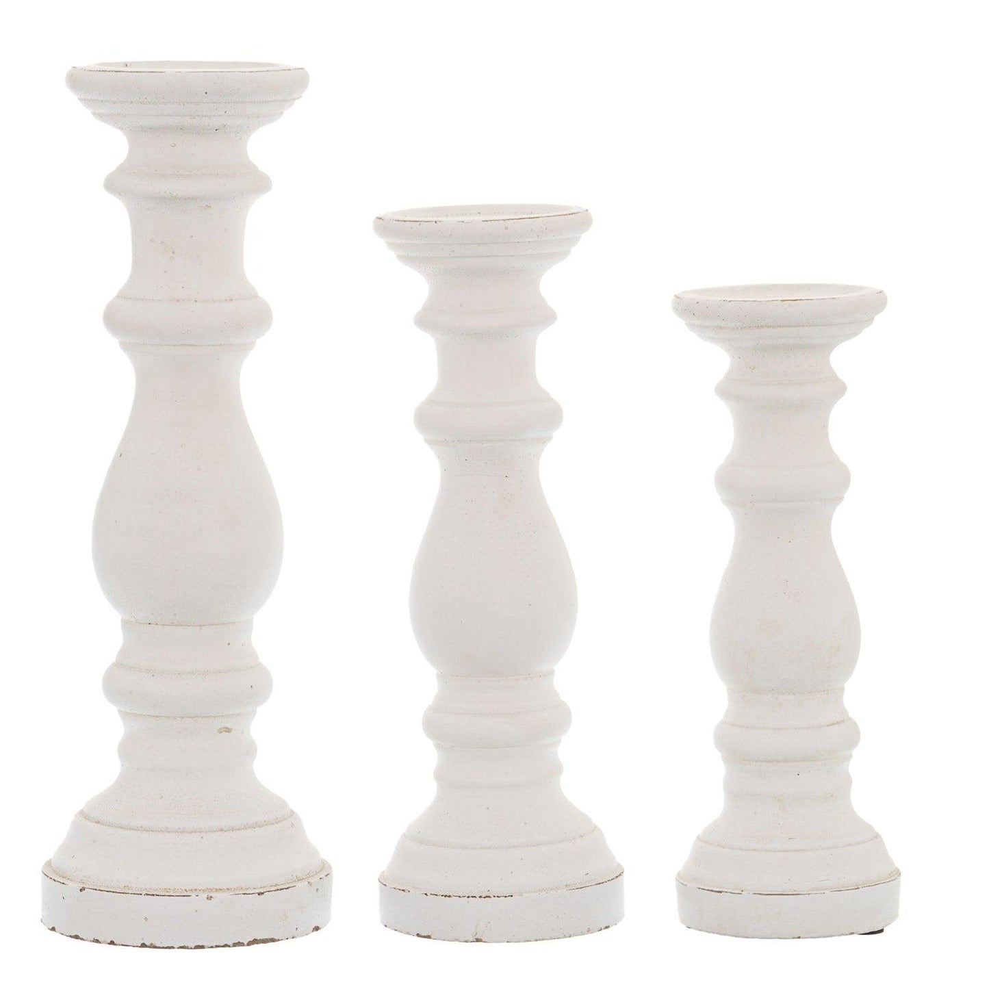 Matt White Large Ceramic Column Candle Holder - Eudemonia Home Goods