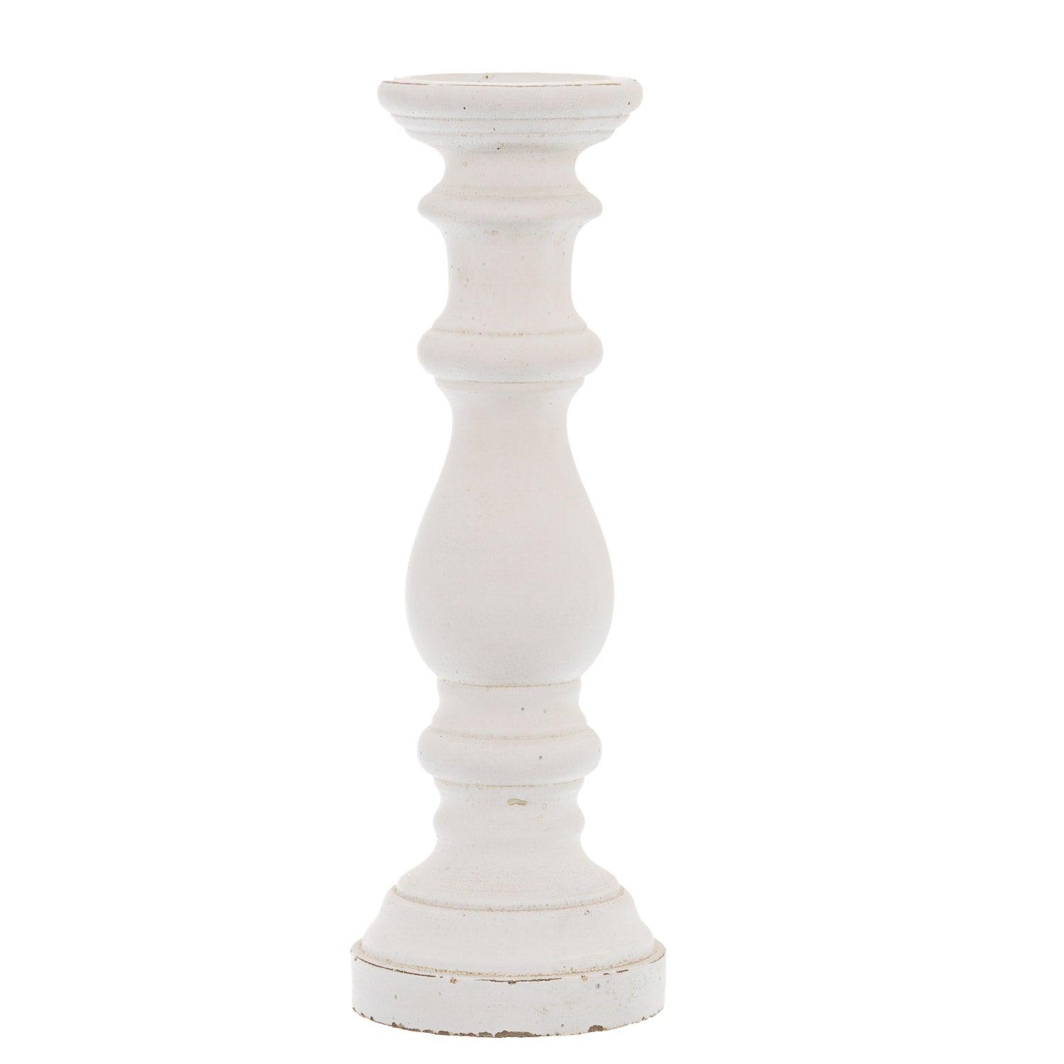 Matt White Large Ceramic Column Candle Holder - Eudemonia Home Goods