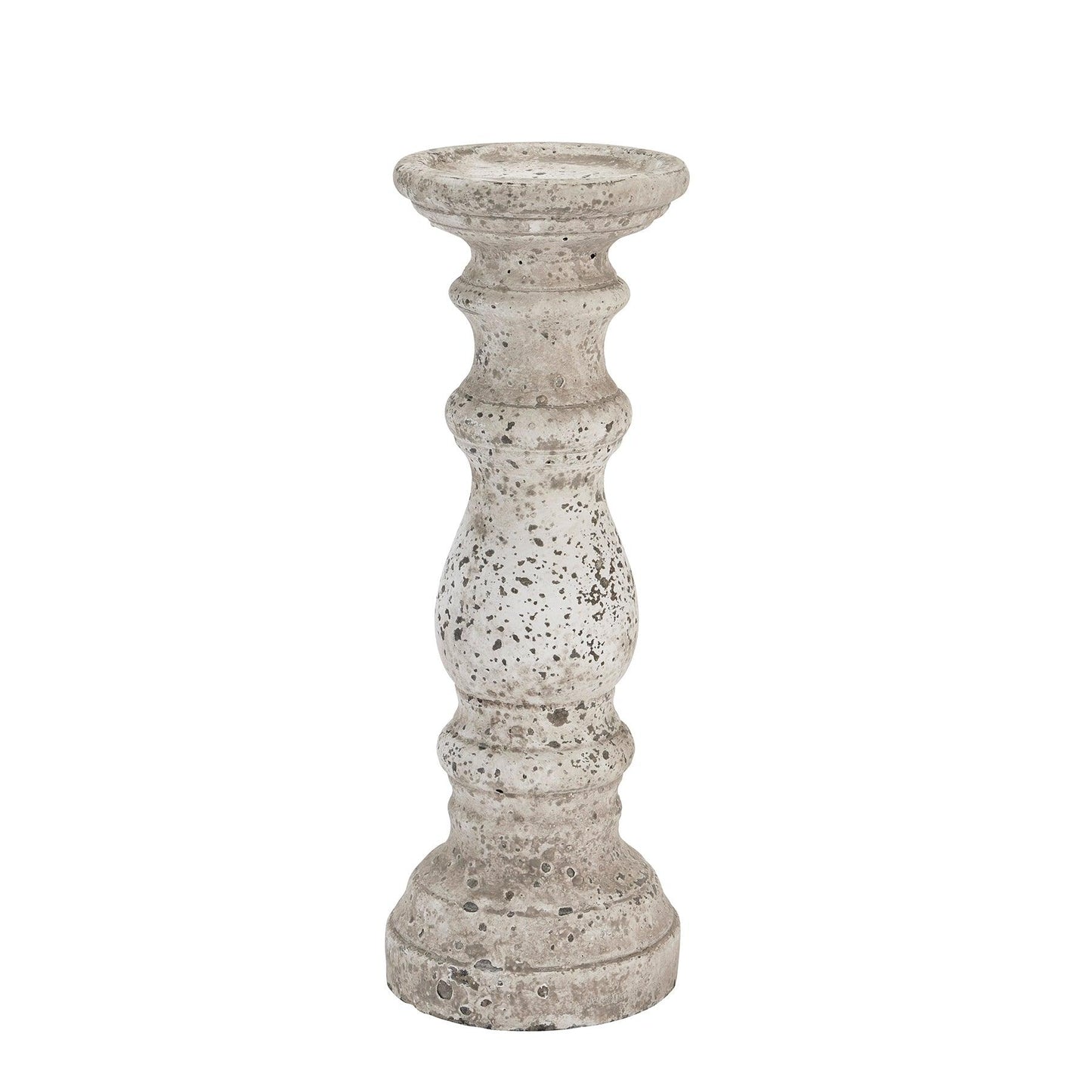 Small Stone Ceramic Column Candle Holder - Eudemonia Home Goods