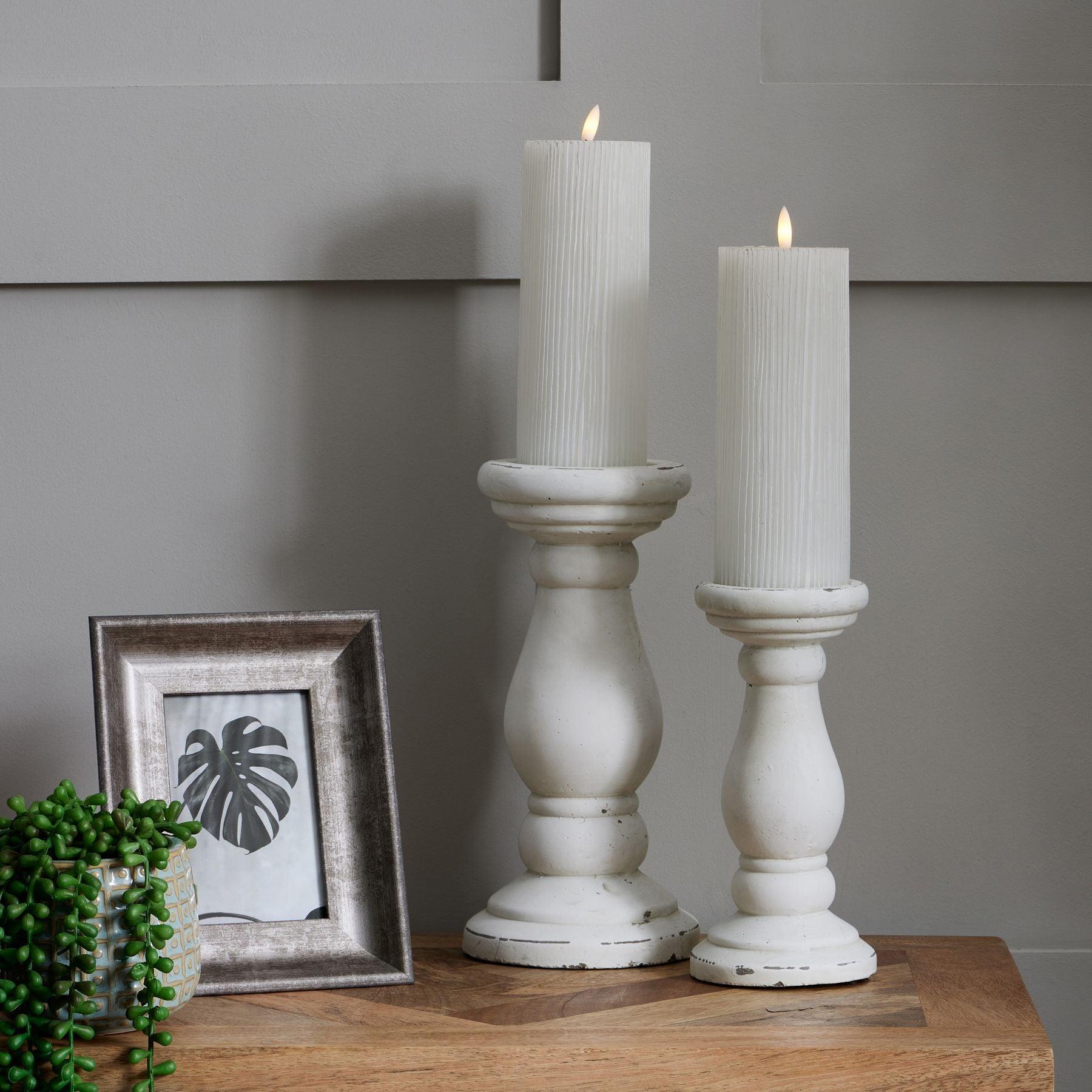 Small Matt White Ceramic Candle Holder - Eudemonia Home Goods