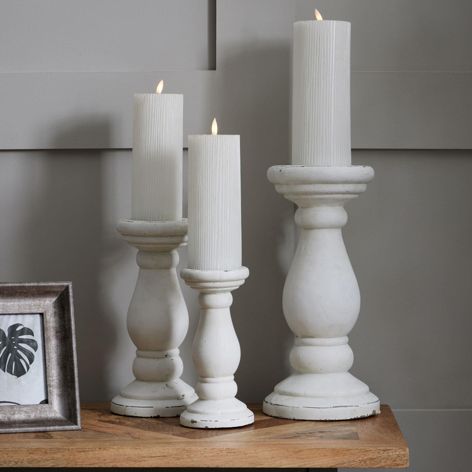 Large Matt White Ceramic Candle Holder - Eudemonia Home Goods