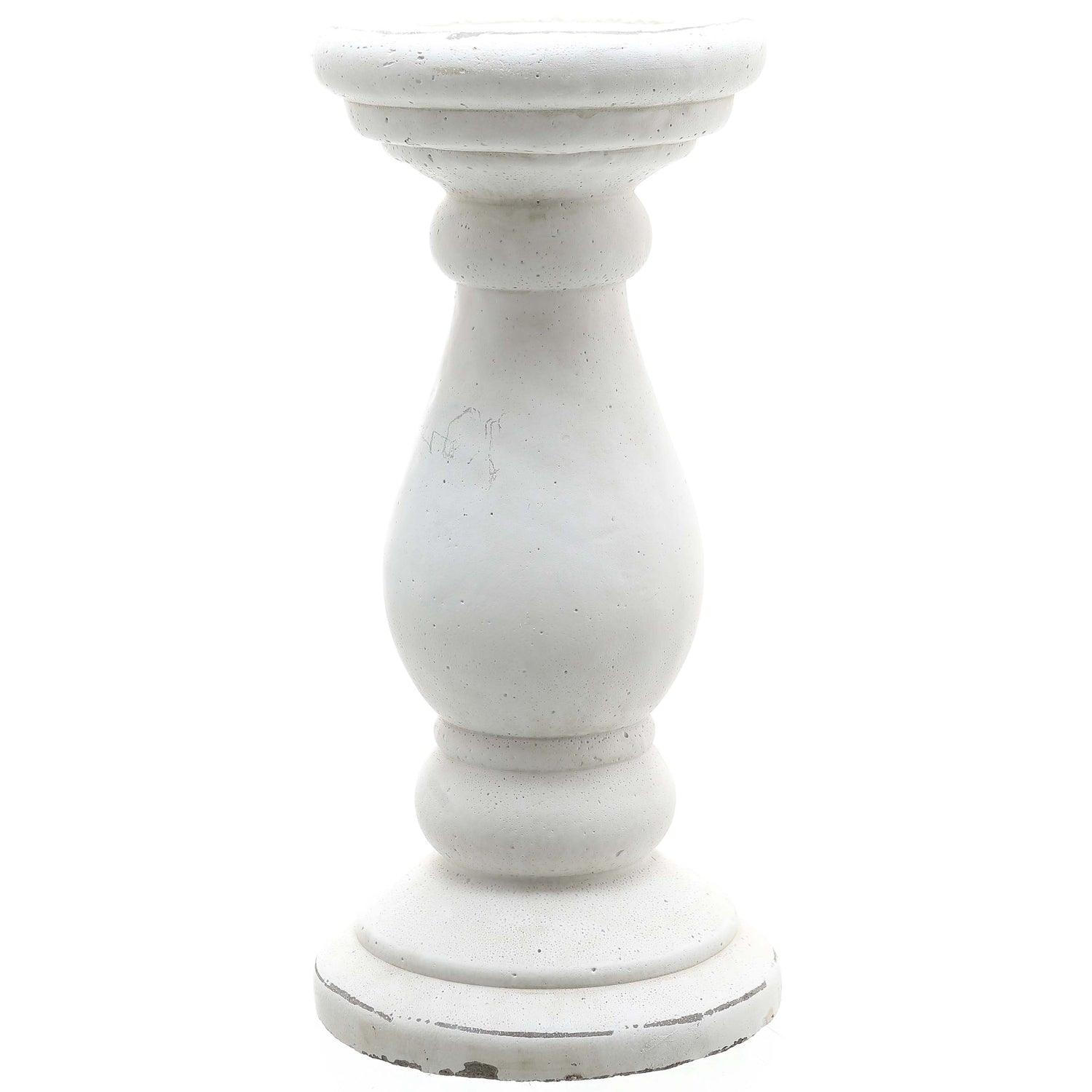 Large Matt White Ceramic Candle Holder - Eudemonia Home Goods