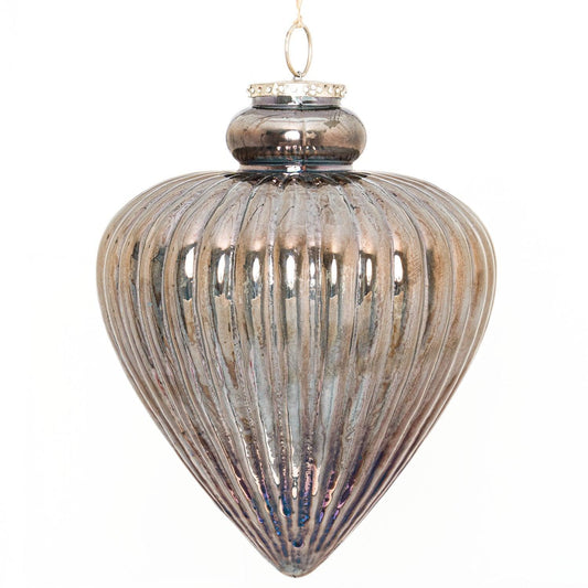 Noel Collection Smoked Midnight Large Fluted Teardrop Bauble - Eudemonia Home Goods