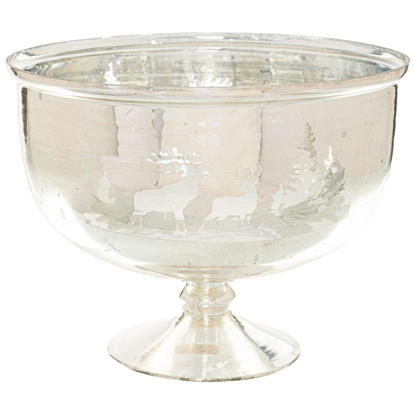 The Noel Collection Silver Forest Scene Footed Bowl - Eudemonia Home Goods