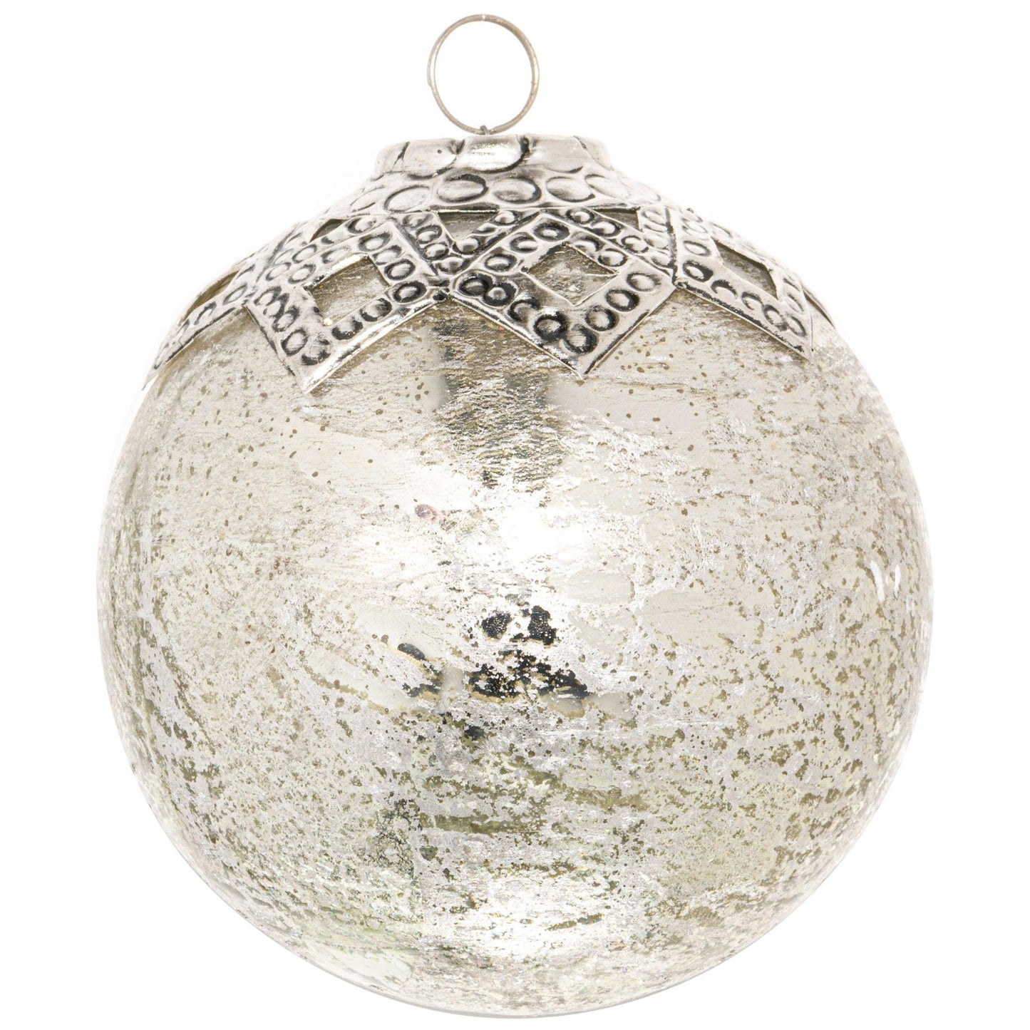 The Noel Collection Mercury Diamond Crested Large Bauble - Eudemonia Home Goods