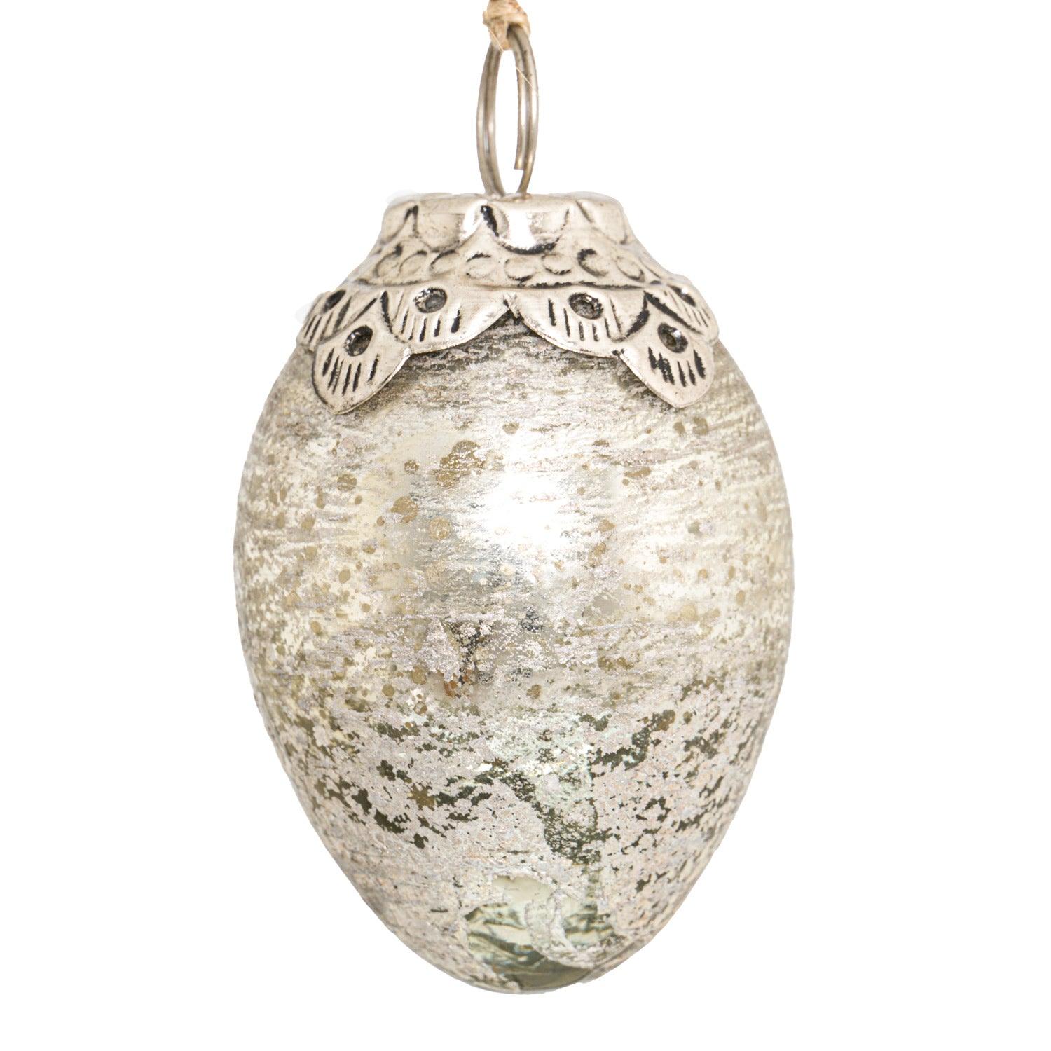 The Noel Collection Mercury Small Oval Crested Bauble - Eudemonia Home Goods