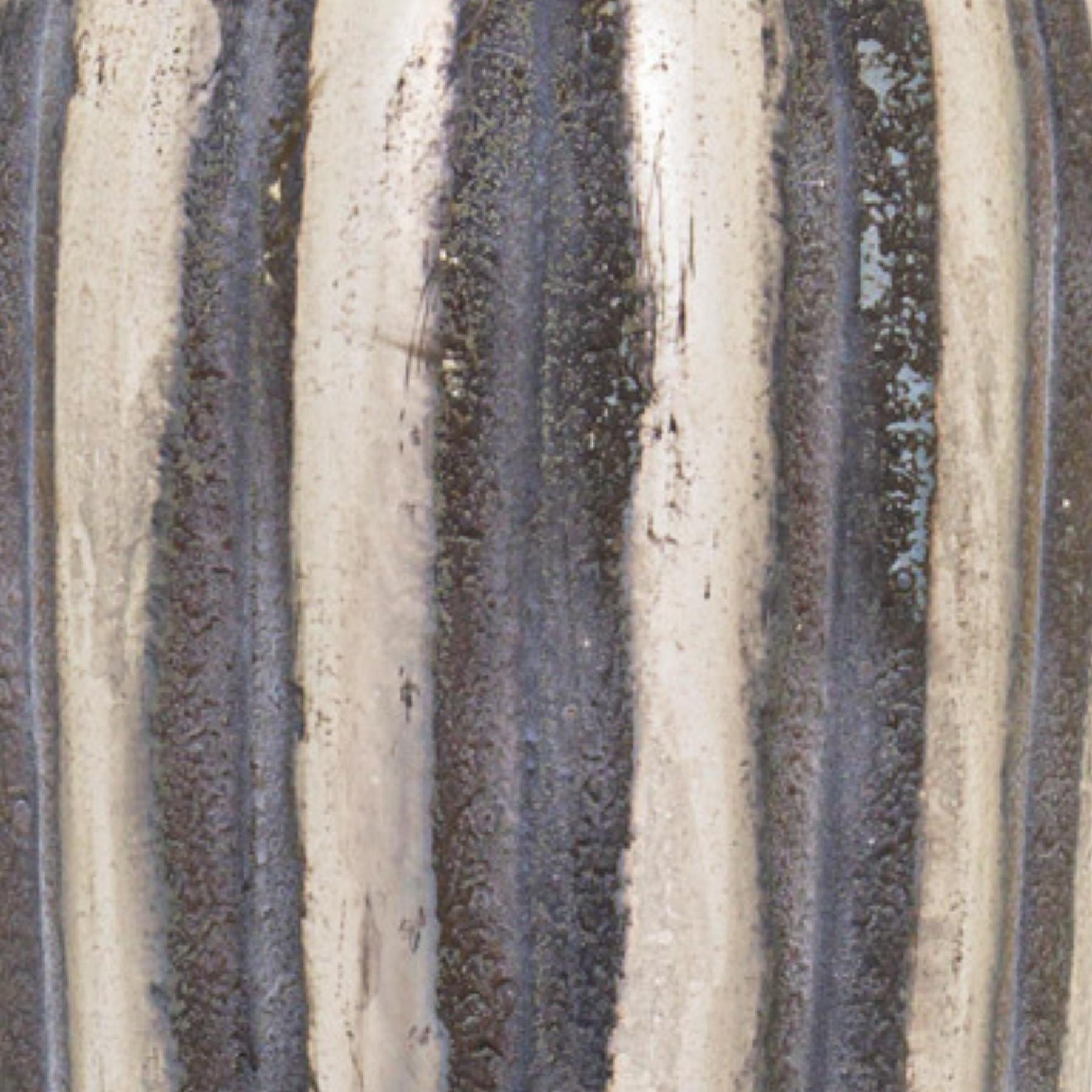 Burnished And Grey Striped Tall Vase - Eudemonia Home Goods