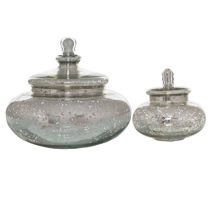 Large Silver Squat Trinket Jar - Eudemonia Home Goods