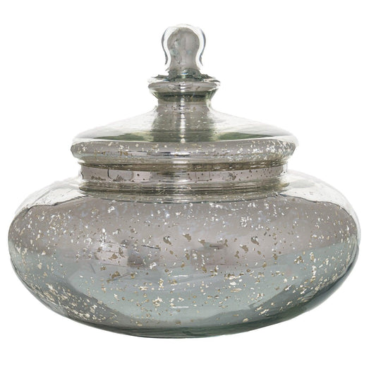 Large Silver Squat Trinket Jar - Eudemonia Home Goods