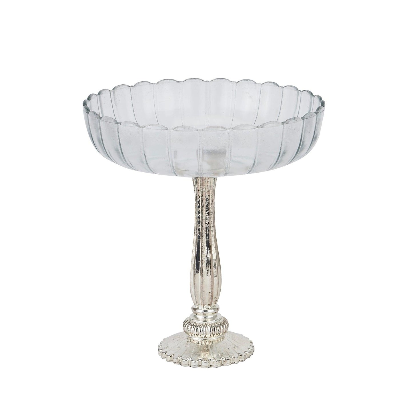 Large Fluted Glass Display Bowl - Eudemonia Home Goods