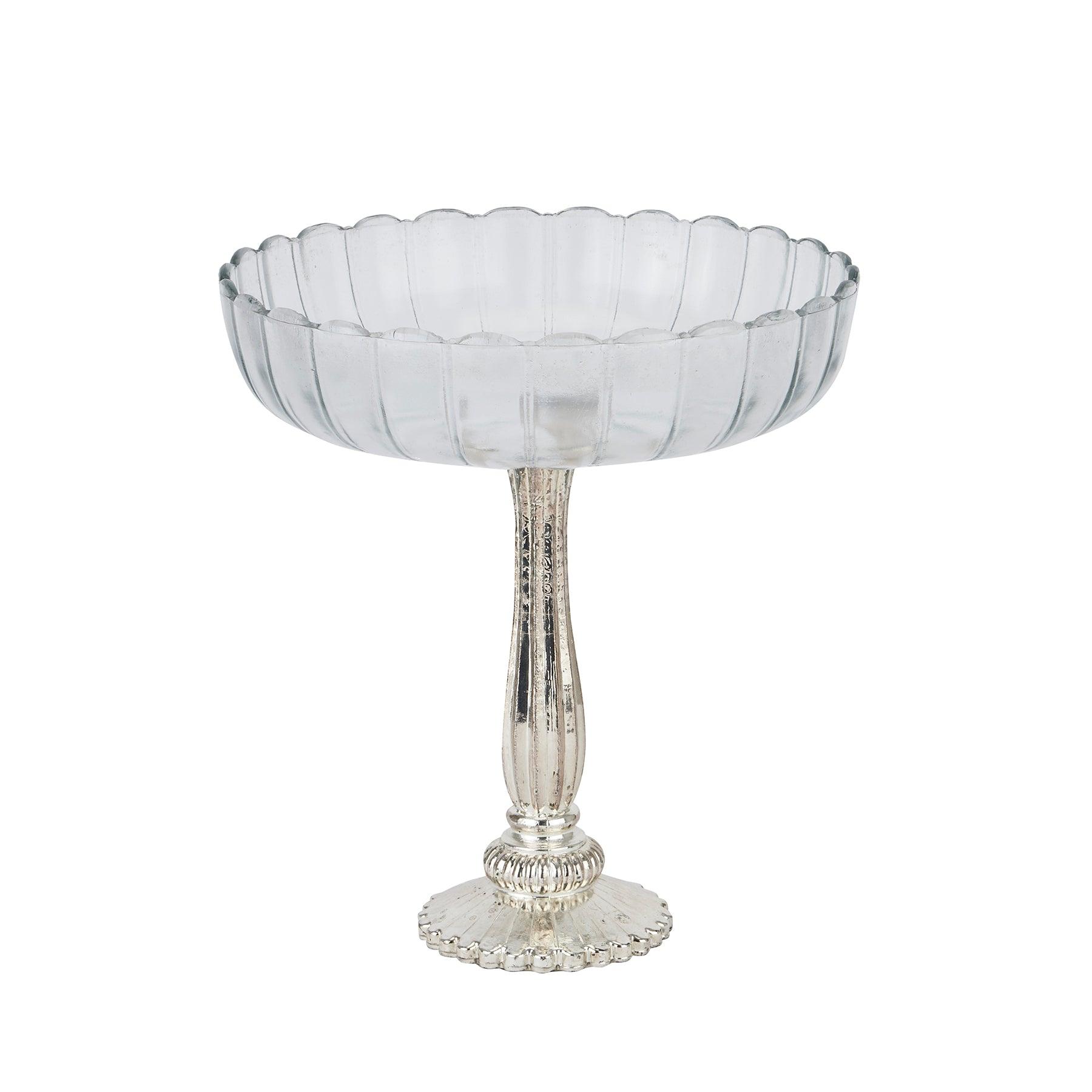 Large Fluted Glass Display Bowl - Eudemonia Home Goods