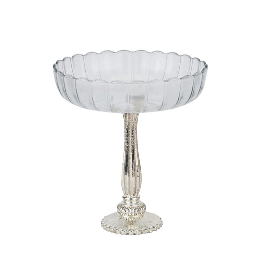 Large Fluted Glass Display Bowl - Eudemonia Home Goods