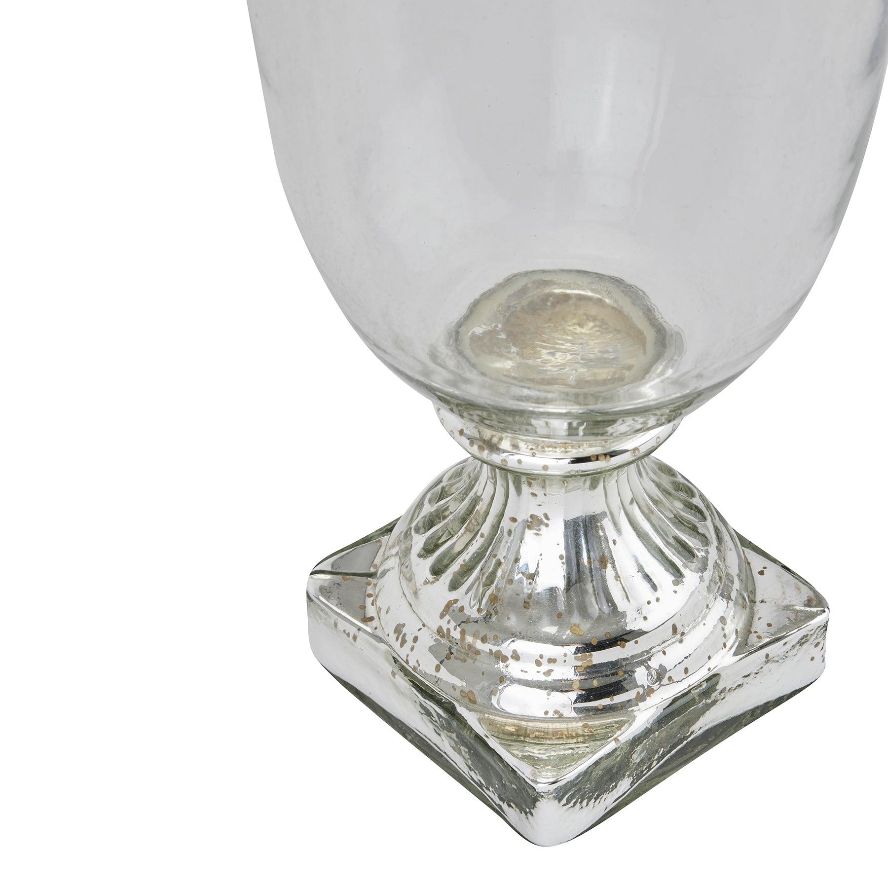 Silver Footed Hurricane Lamp - Eudemonia Home Goods