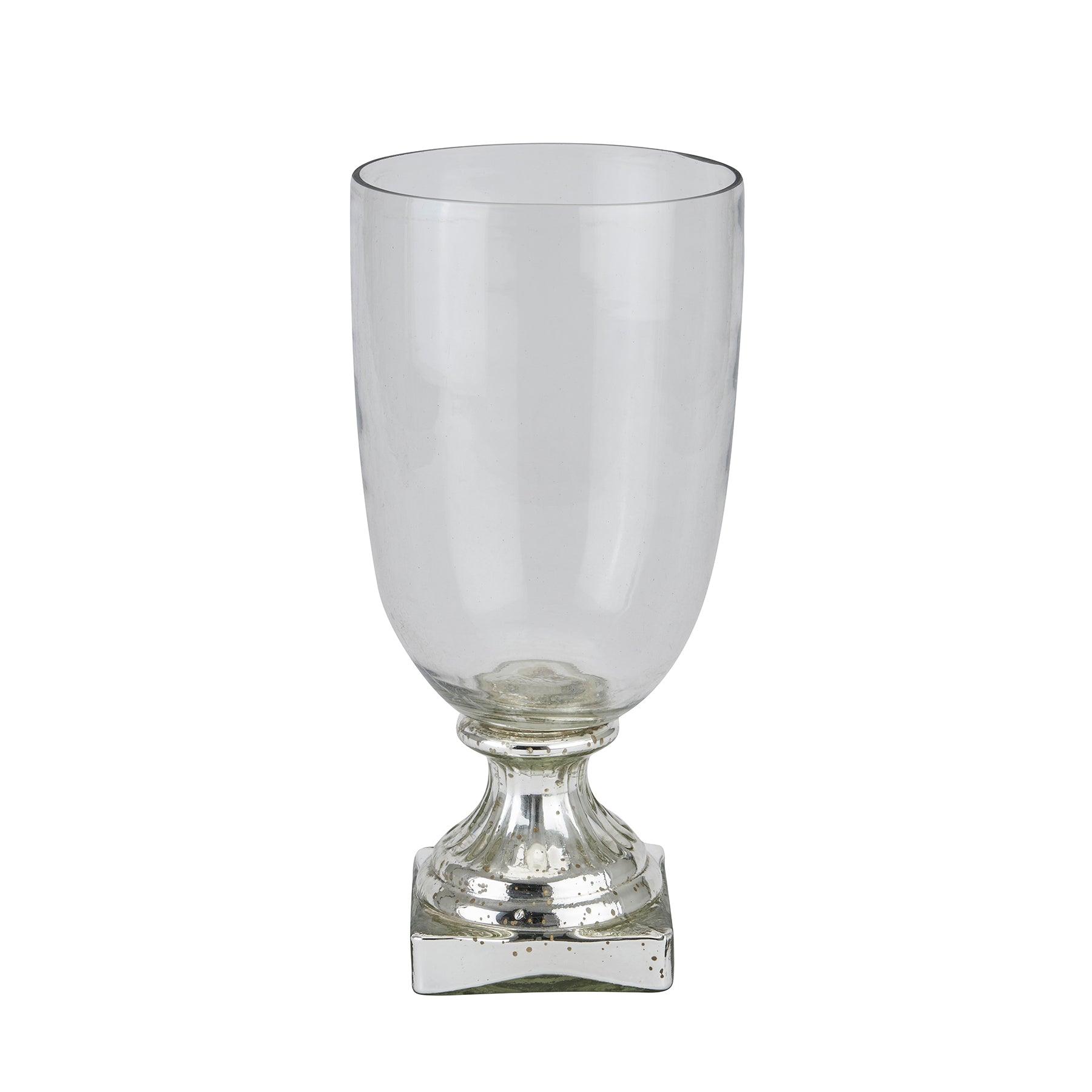 Silver Footed Hurricane Lamp - Eudemonia Home Goods