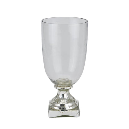 Silver Footed Hurricane Lamp - Eudemonia Home Goods