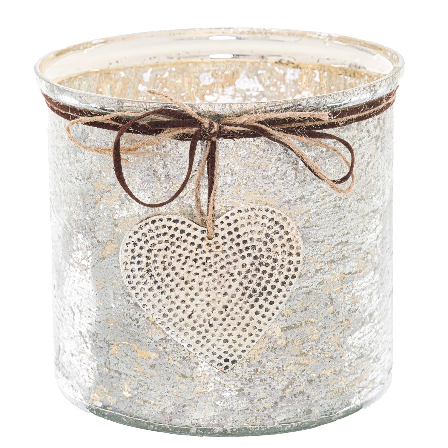 Mercury Hammered Heart Large Candle Holder - Eudemonia Home Goods