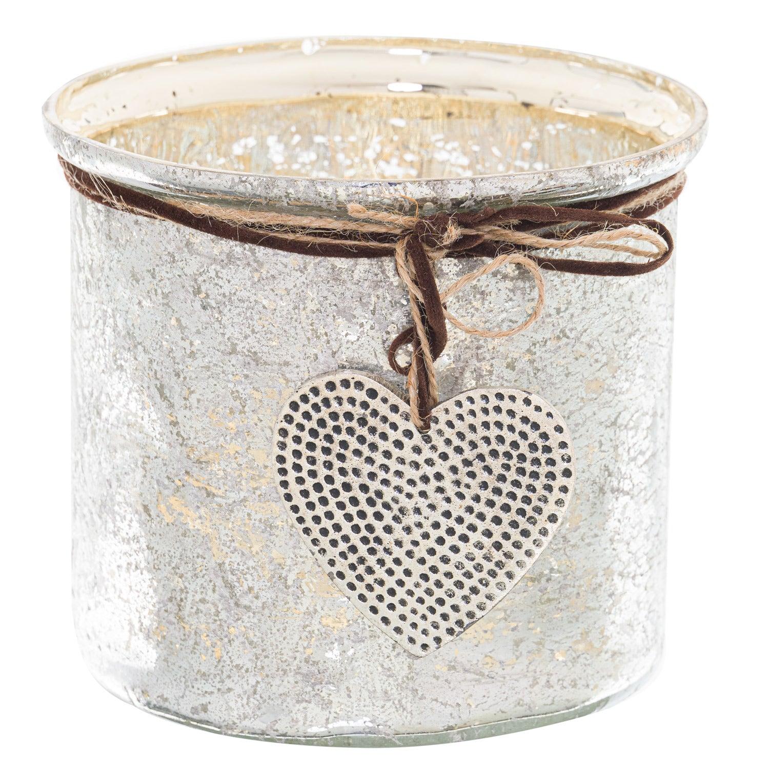 Murcury Hammered Heart Medium Candle Holder - Eudemonia Home Goods