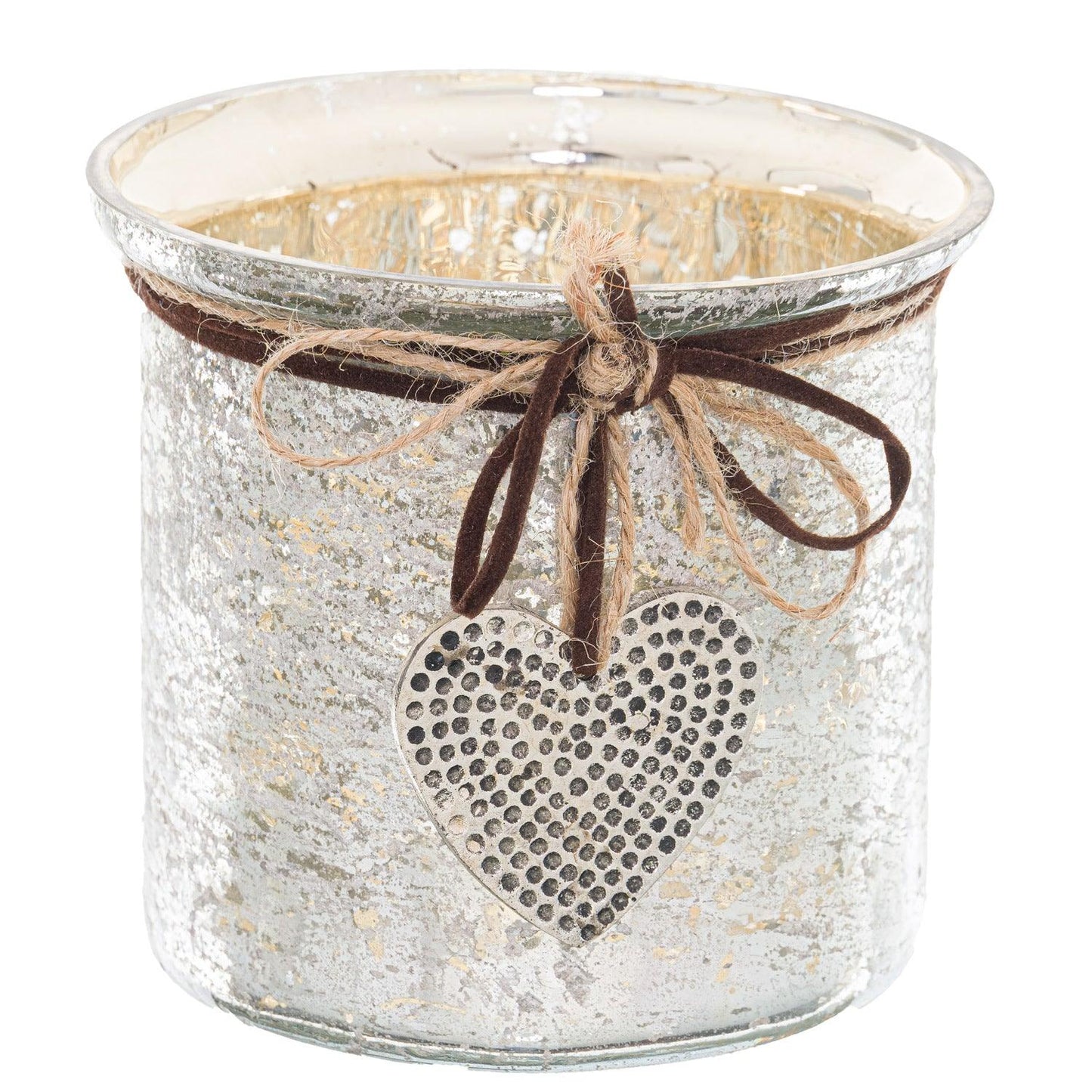 Mercury Hammered Heart Small Candle Holder - Eudemonia Home Goods