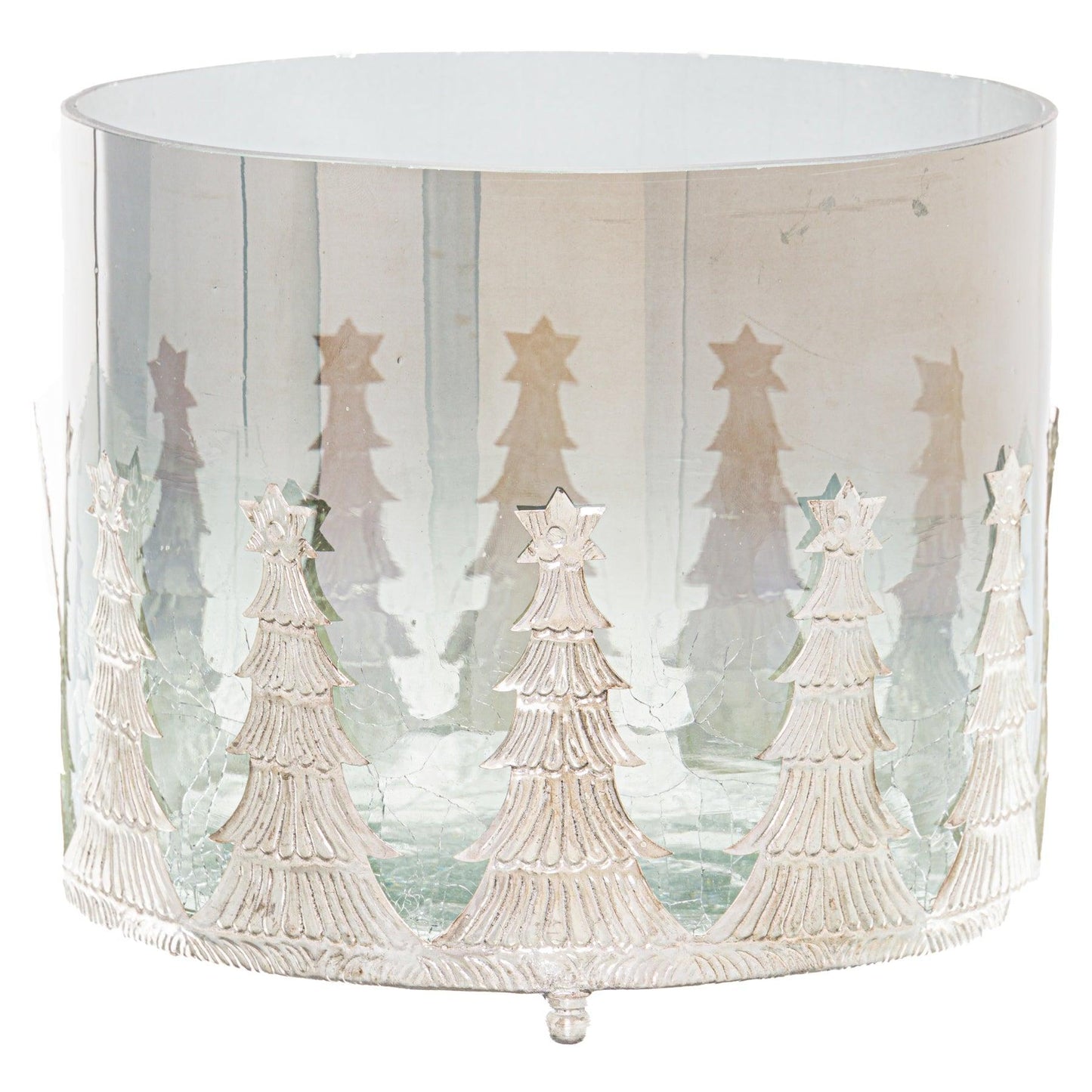 Noel Collection Large Christmas Tree Crackled Candle Holder - Eudemonia Home Goods