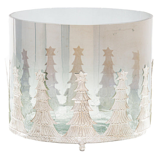 Noel Collection Large Christmas Tree Crackled Candle Holder - Eudemonia Home Goods