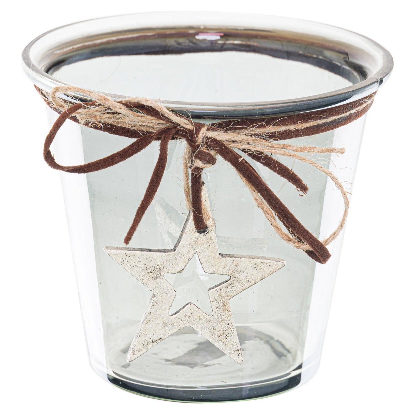 Smoked Midnight Hammered Star Small Candle Holder - Eudemonia Home Goods