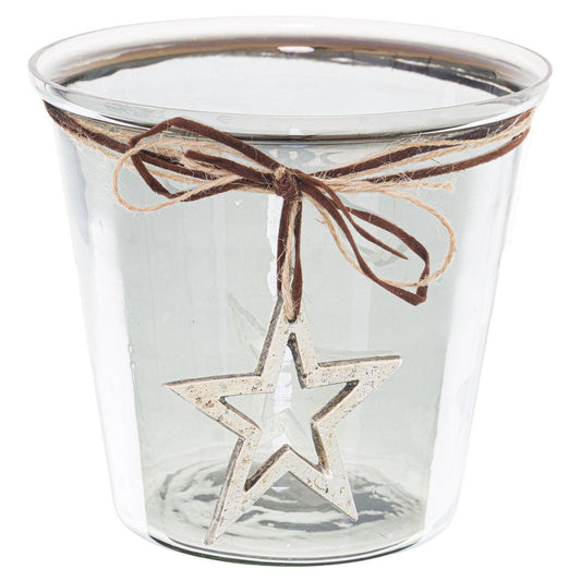 Smoked Midnight Hammered Star Large Candle Holder - Eudemonia Home Goods