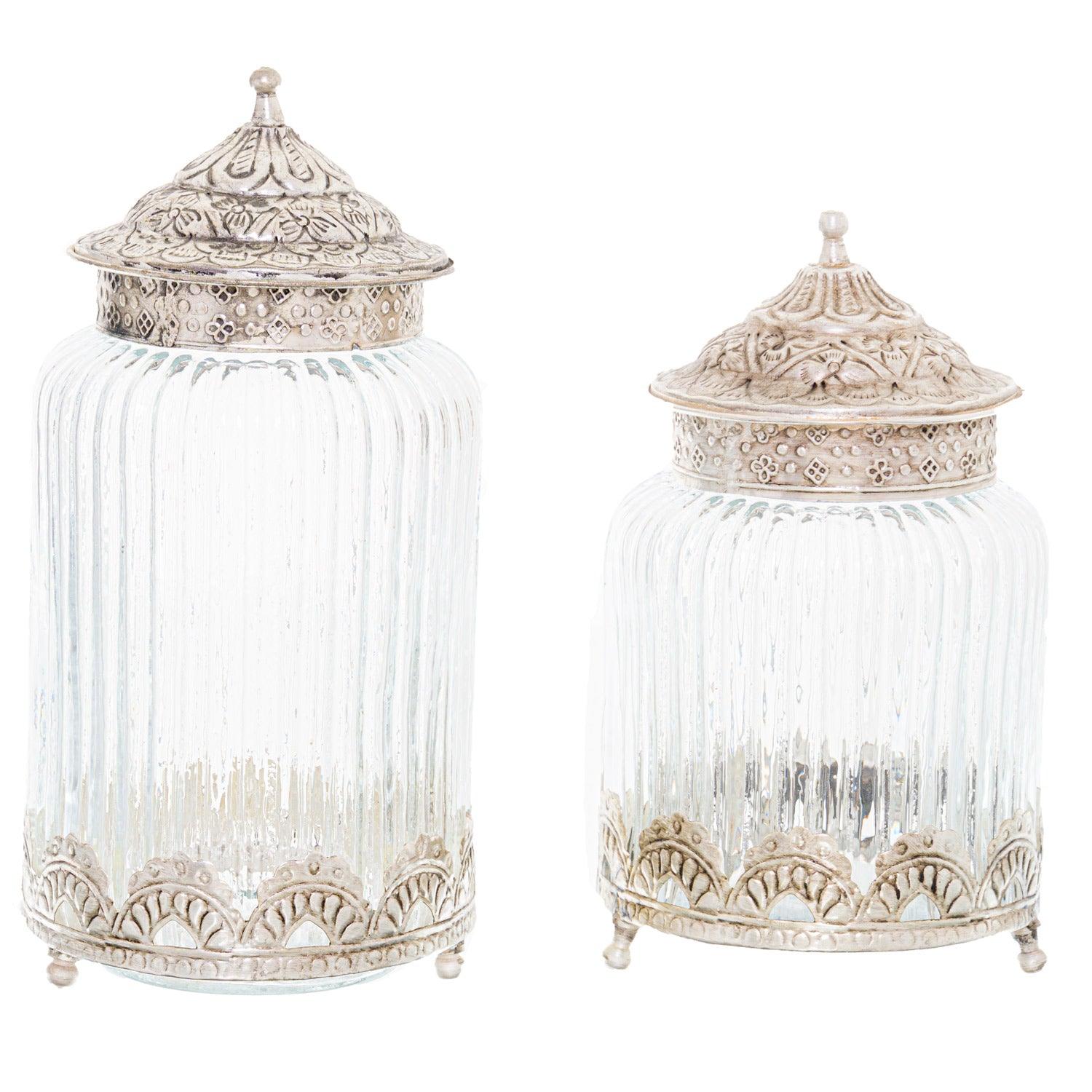 Decorative Silver Topped Large Trinket Jar - Eudemonia Home Goods