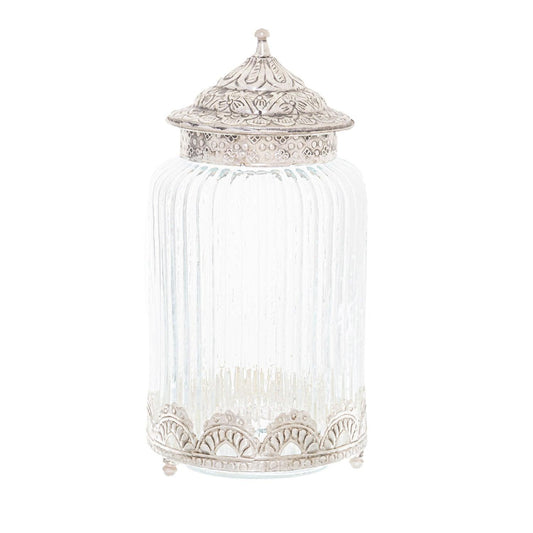 Decorative Silver Topped Large Trinket Jar - Eudemonia Home Goods