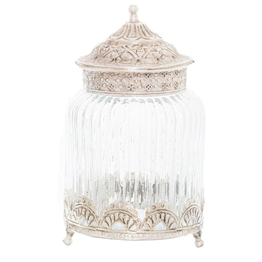 Decorative Silver Topped Trinket Jar - Eudemonia Home Goods