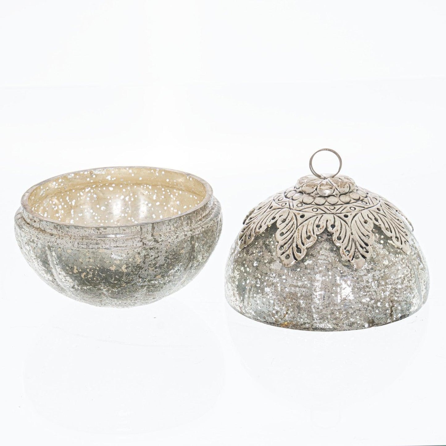 The Noel Collection Mercury Leaf Crested Trinket Bauble - Eudemonia Home Goods