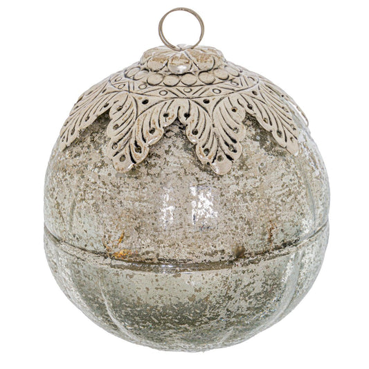 The Noel Collection Mercury Leaf Crested Trinket Bauble - Eudemonia Home Goods