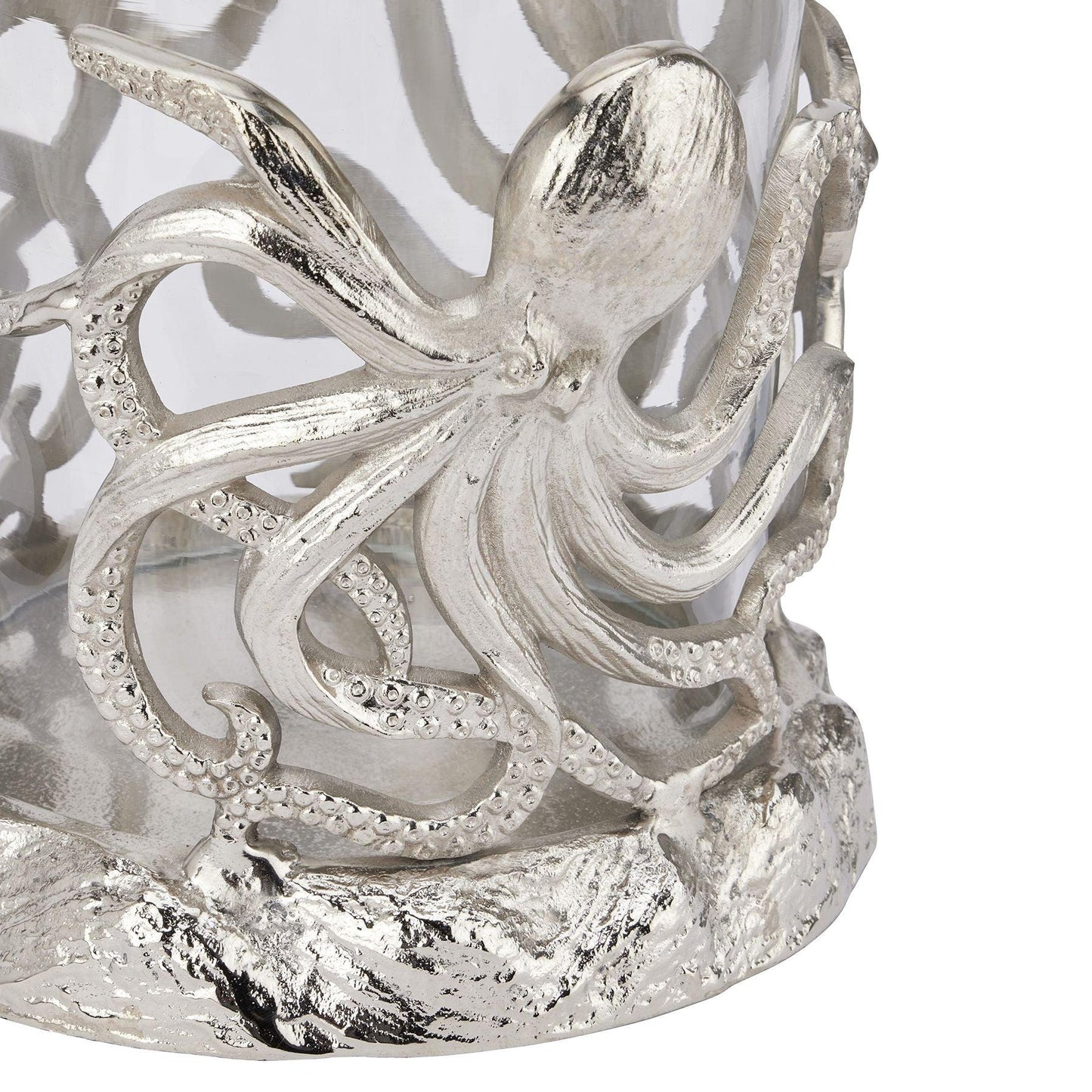 Silver Octopus Candle Hurricane Lantern - Eudemonia Home Goods