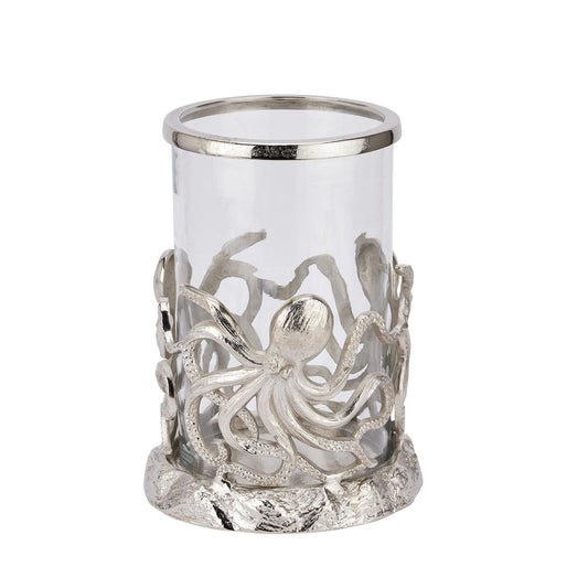 Silver Octopus Candle Hurricane Lantern - Eudemonia Home Goods