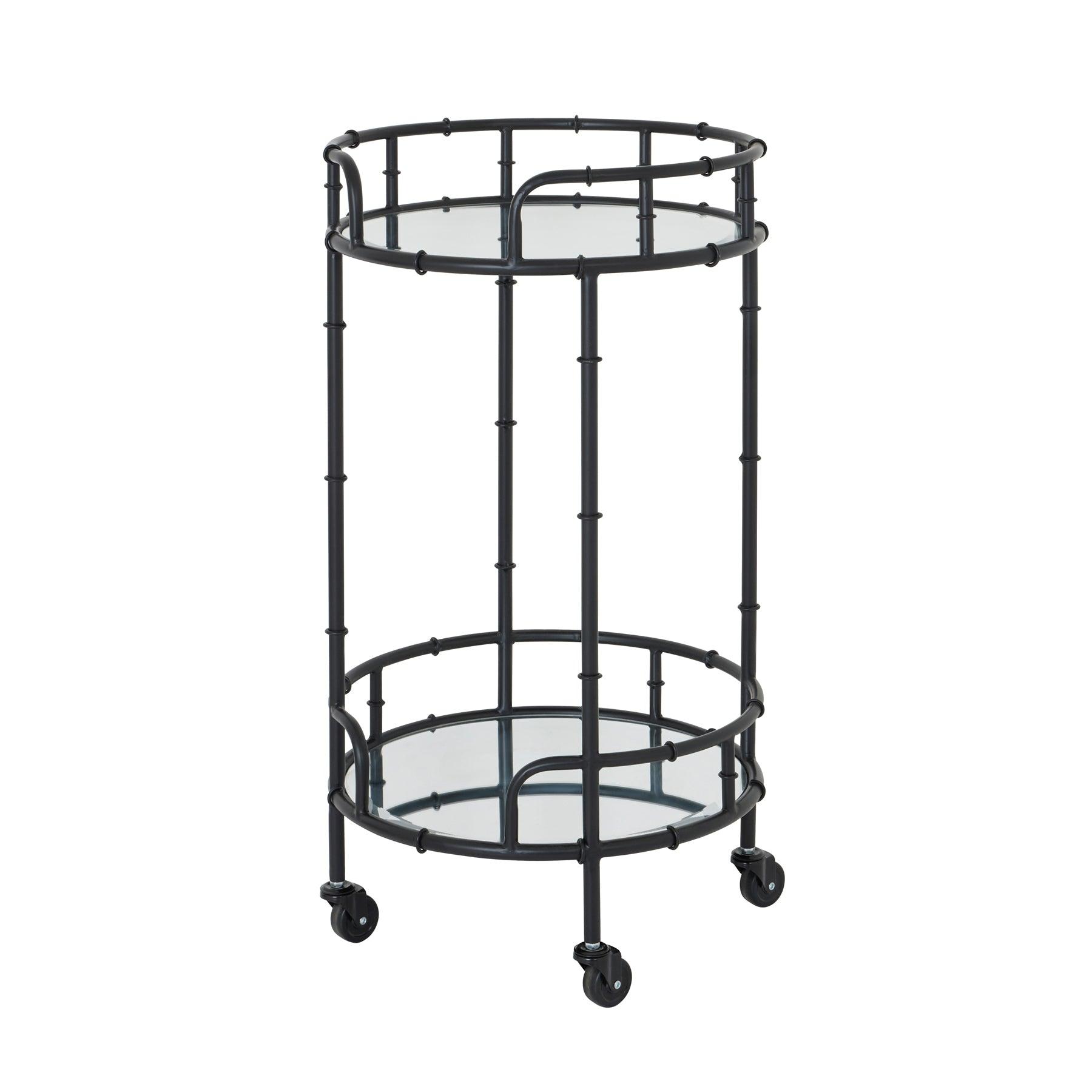 Black Round Drinks Trolley - Eudemonia Home Goods