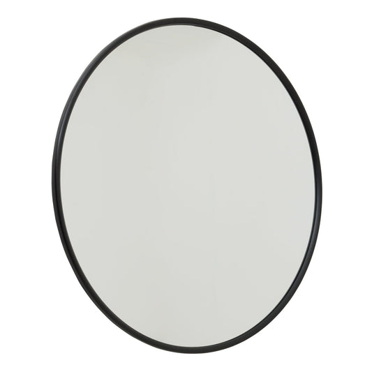 Black Large Circular Metal Wall Mirror - Eudemonia Home Goods