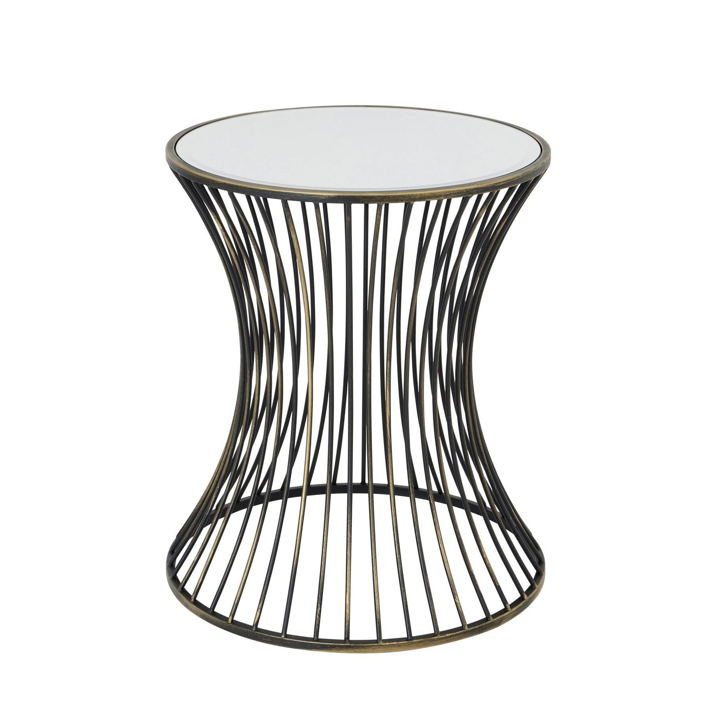 Concaved Mirrored Side Table - Eudemonia Home Goods