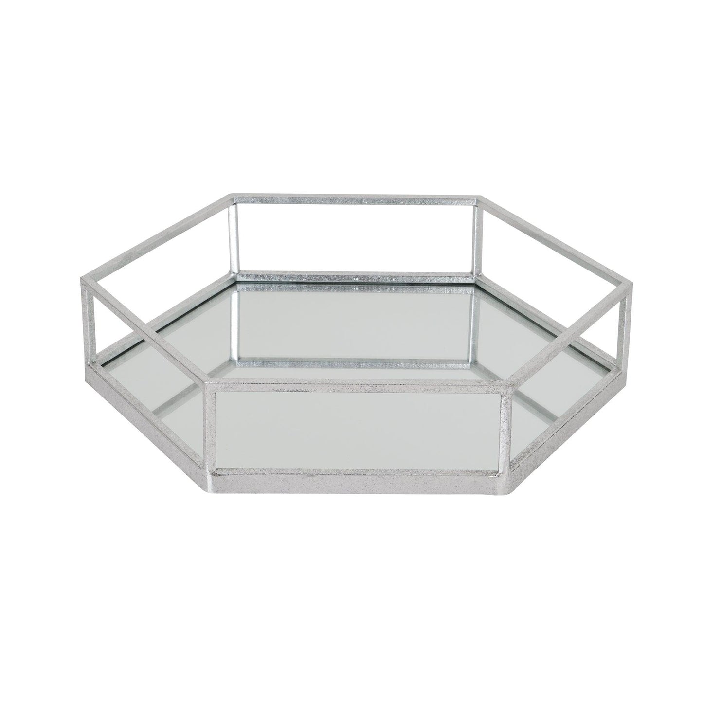 Silver Hexagon Set Of Two Trays - Eudemonia Home Goods