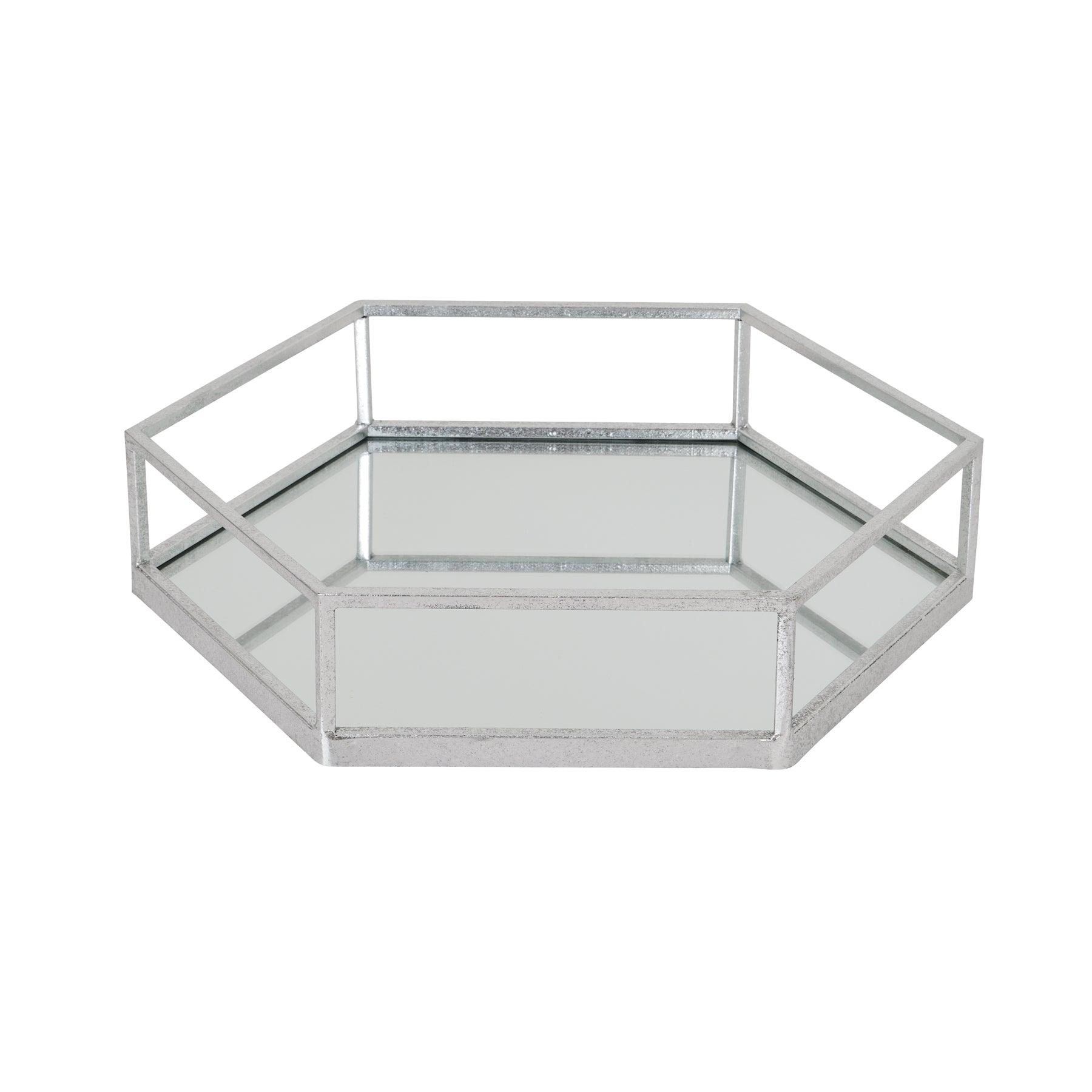 Silver Hexagon Set Of Two Trays - Eudemonia Home Goods