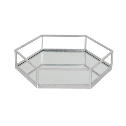 Silver Hexagon Set Of Two Trays - Eudemonia Home Goods