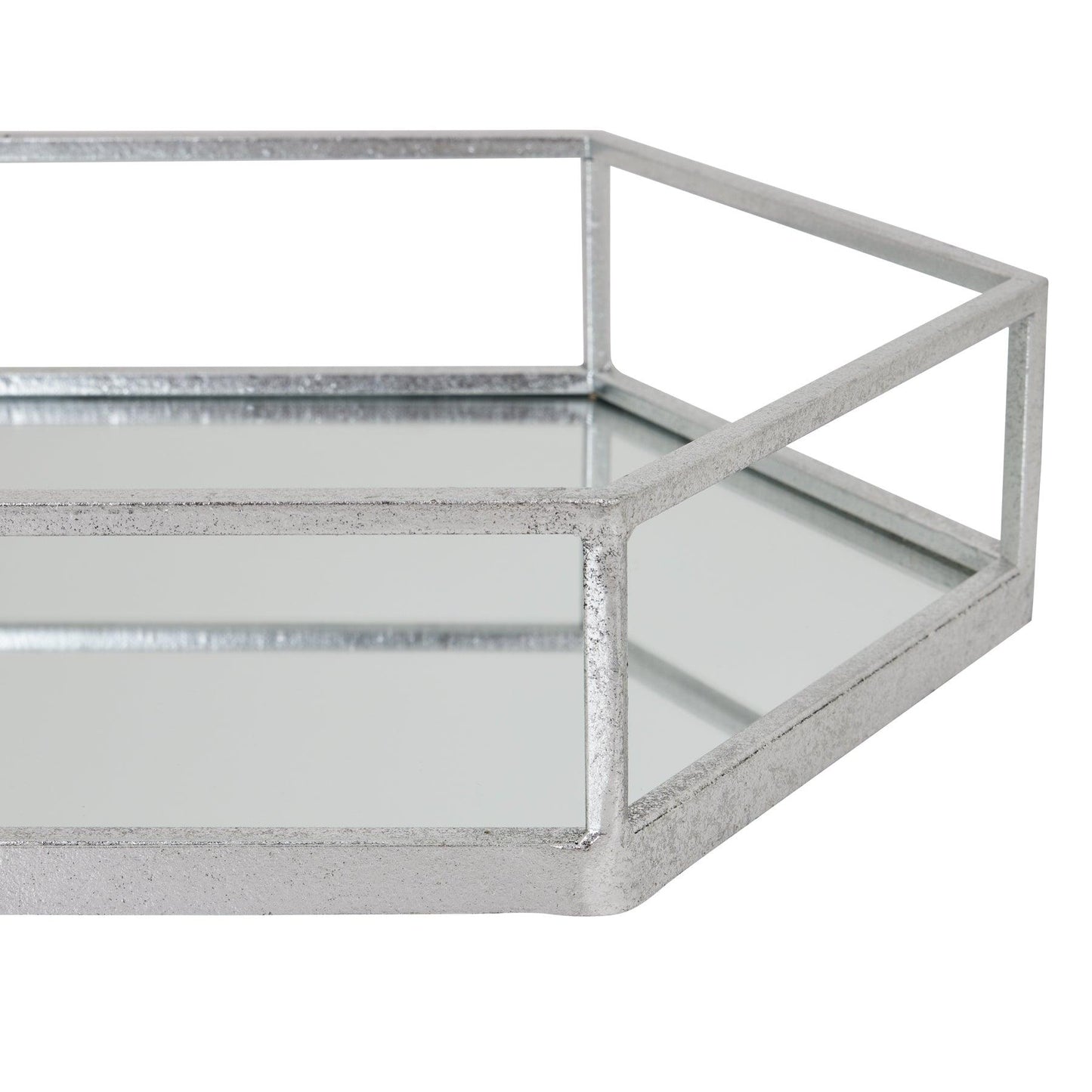 Silver Hexagon Set Of Two Trays - Eudemonia Home Goods