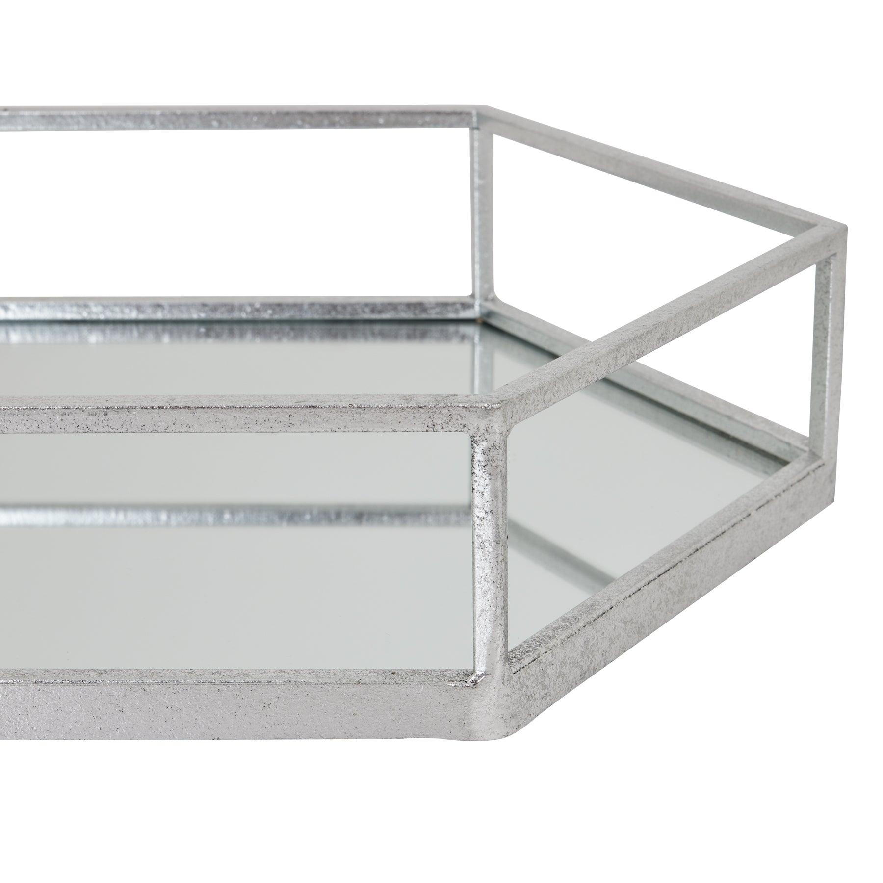 Silver Hexagon Set Of Two Trays - Eudemonia Home Goods